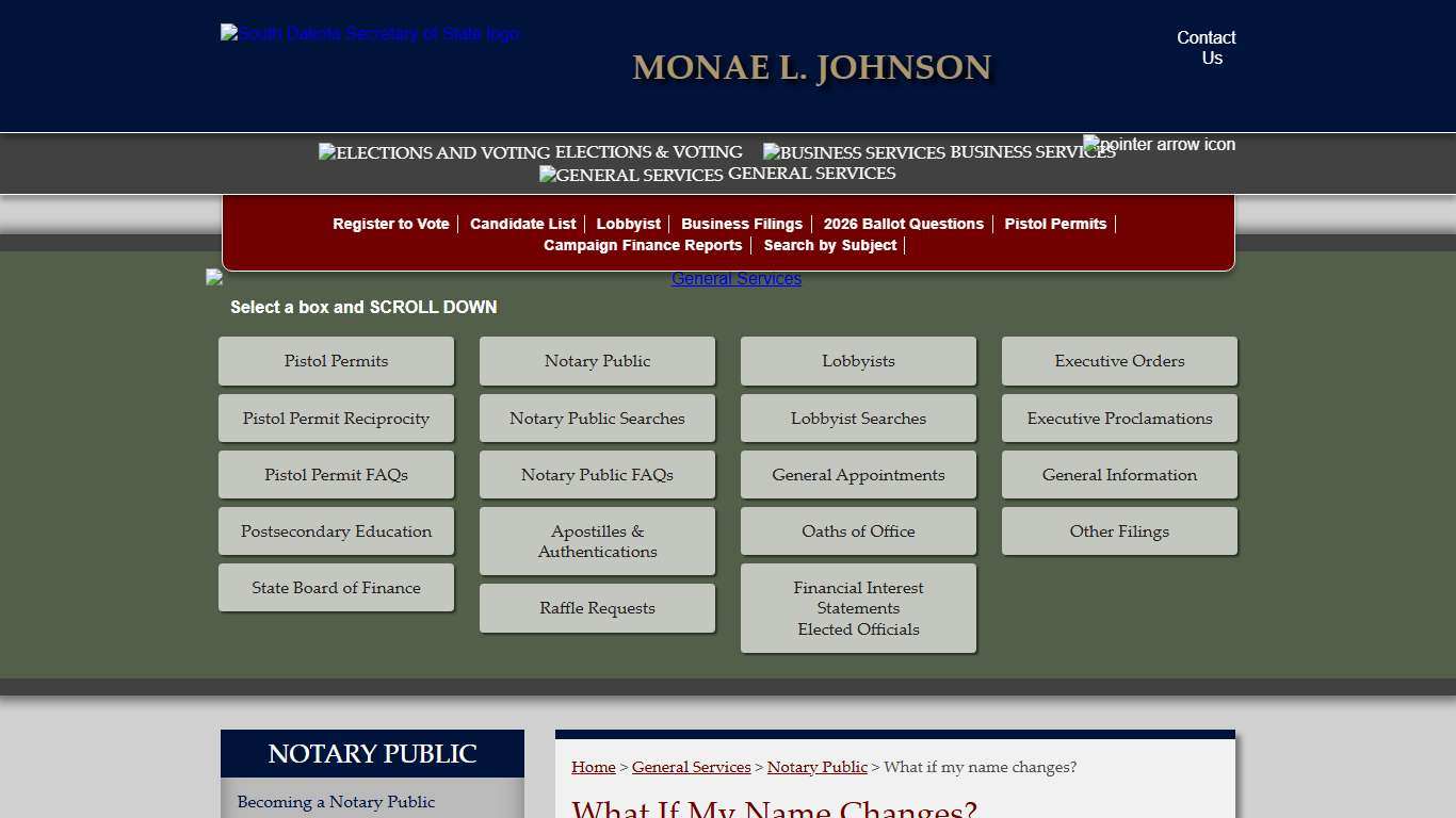 Notary Public: South Dakota Secretary of State