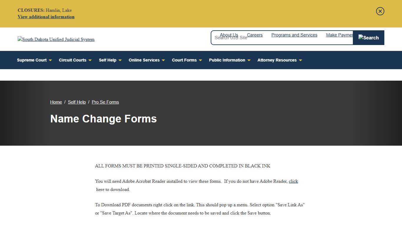 Name Change Forms | SD UJS