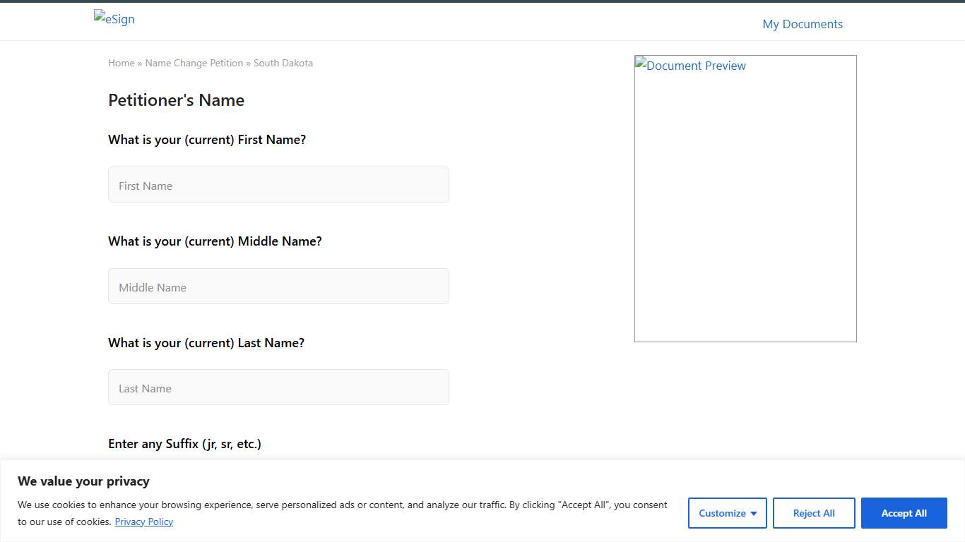 Free South Dakota Petition for Adult Name Change | PDF