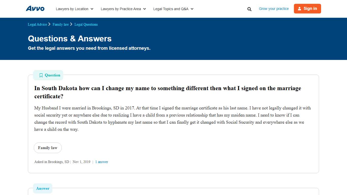 In South Dakota how can I change my name to something different then what I signed on the marriage certificate? - Legal Answers